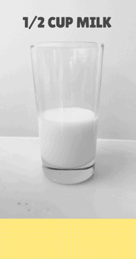 1/2 cup of milk in a clear glass