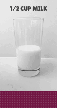 1/2 cup milk in clear glass