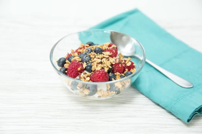 immune boosting snack of berries, yogurt and granola