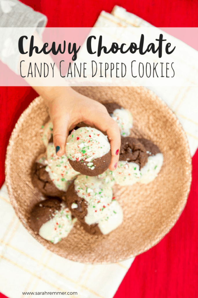 Chewy Chocolate Candy Cane Dipped Cookies