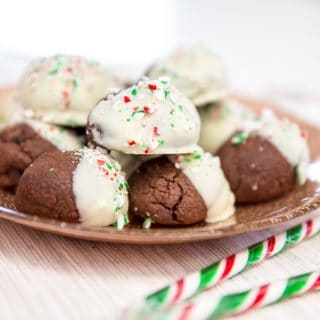 Chewy Chocolate Candy Cane-Dipped Cookies