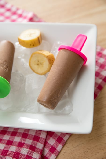close up of fudgesicles with banana slices