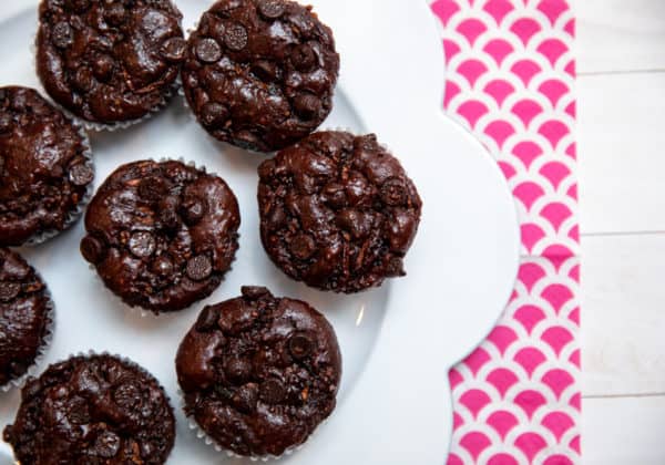 Healthy Chocolate Zucchini Blender Muffins (gluten-free, school-safe)