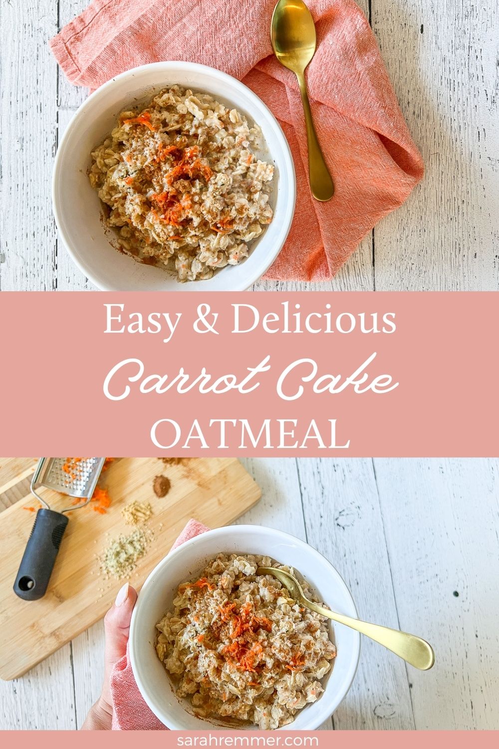 You can make this yummy carrot cake oatmeal ahead of time, or the morning of (because it’s THAT versatile and easy!). It’s dietitian-approved and tastes like carrot cake – what’s better than that?! Oh, your kids will love it too. Boom! 