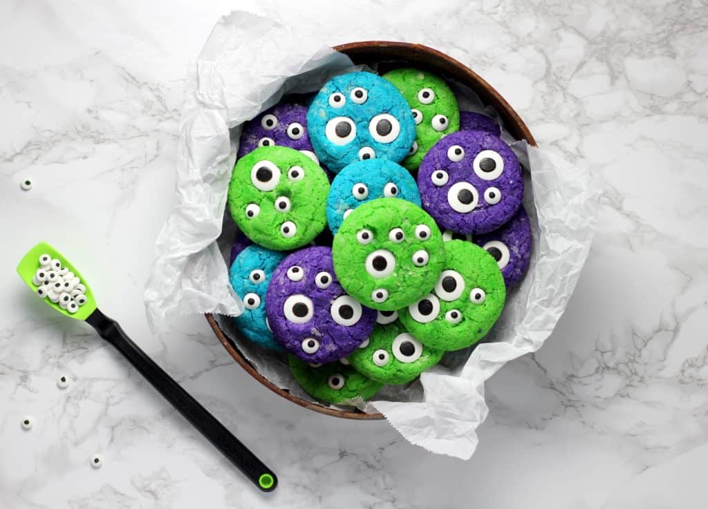 spooky cookies with candy eyes