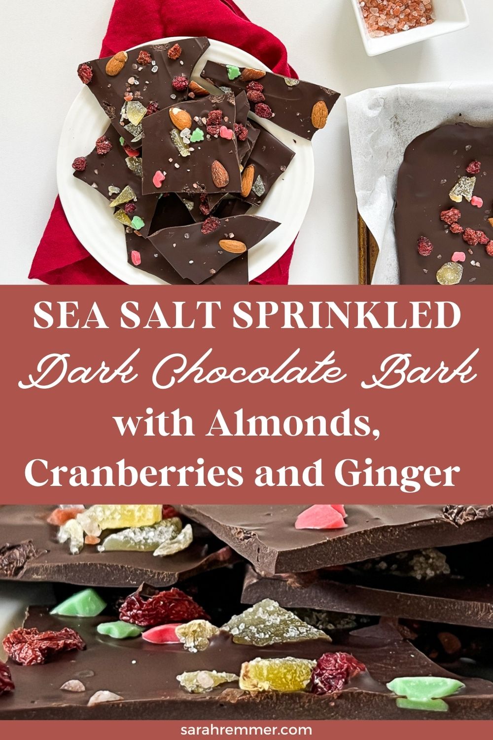 If you’re looking for a delicious, flavorful holiday treat that looks beautiful, will impress a crowd and takes less than 30 minutes to make, this sweet, spicy and salty dark chocolate bark is the recipe for you! 