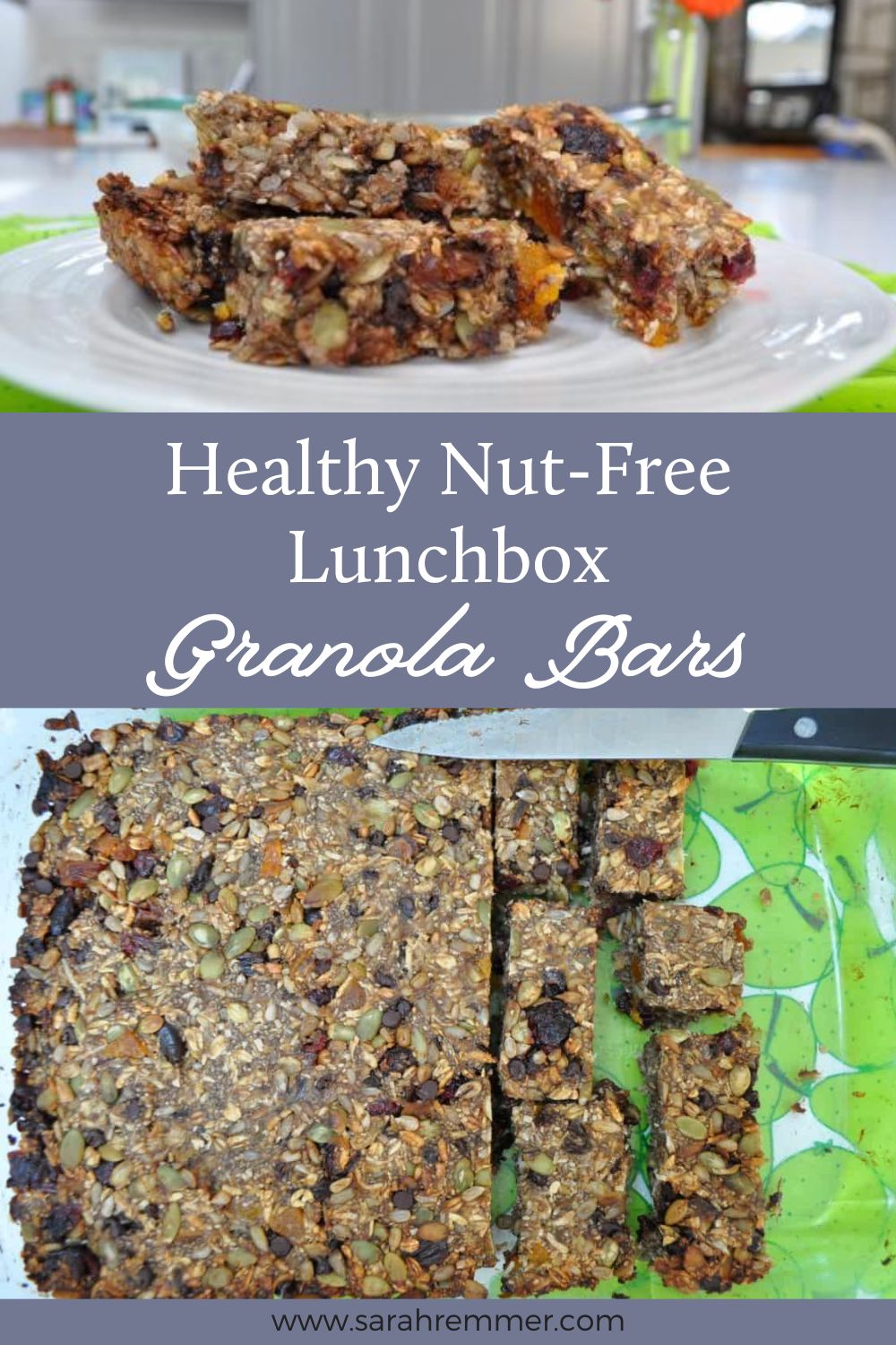 These healthy nut-free lunchbox granola bars are perfect for for busy parents and kids alike! 
