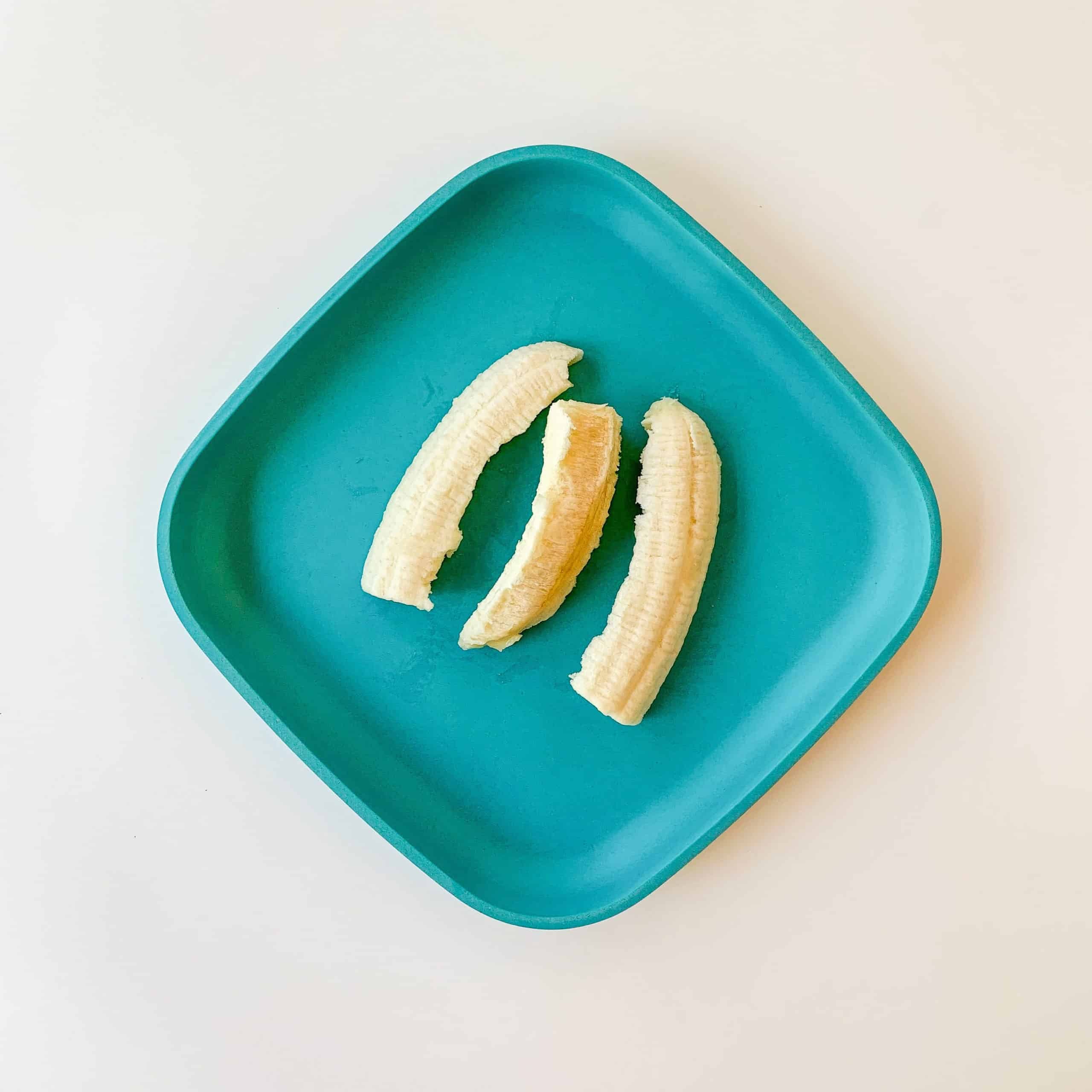 banana fingers on a blue plate