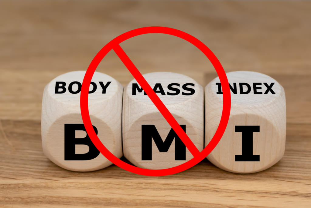 the words BMI with a giant X through it