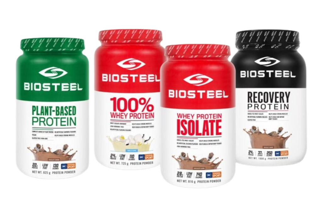 close up of Biosteel protein powder mixes