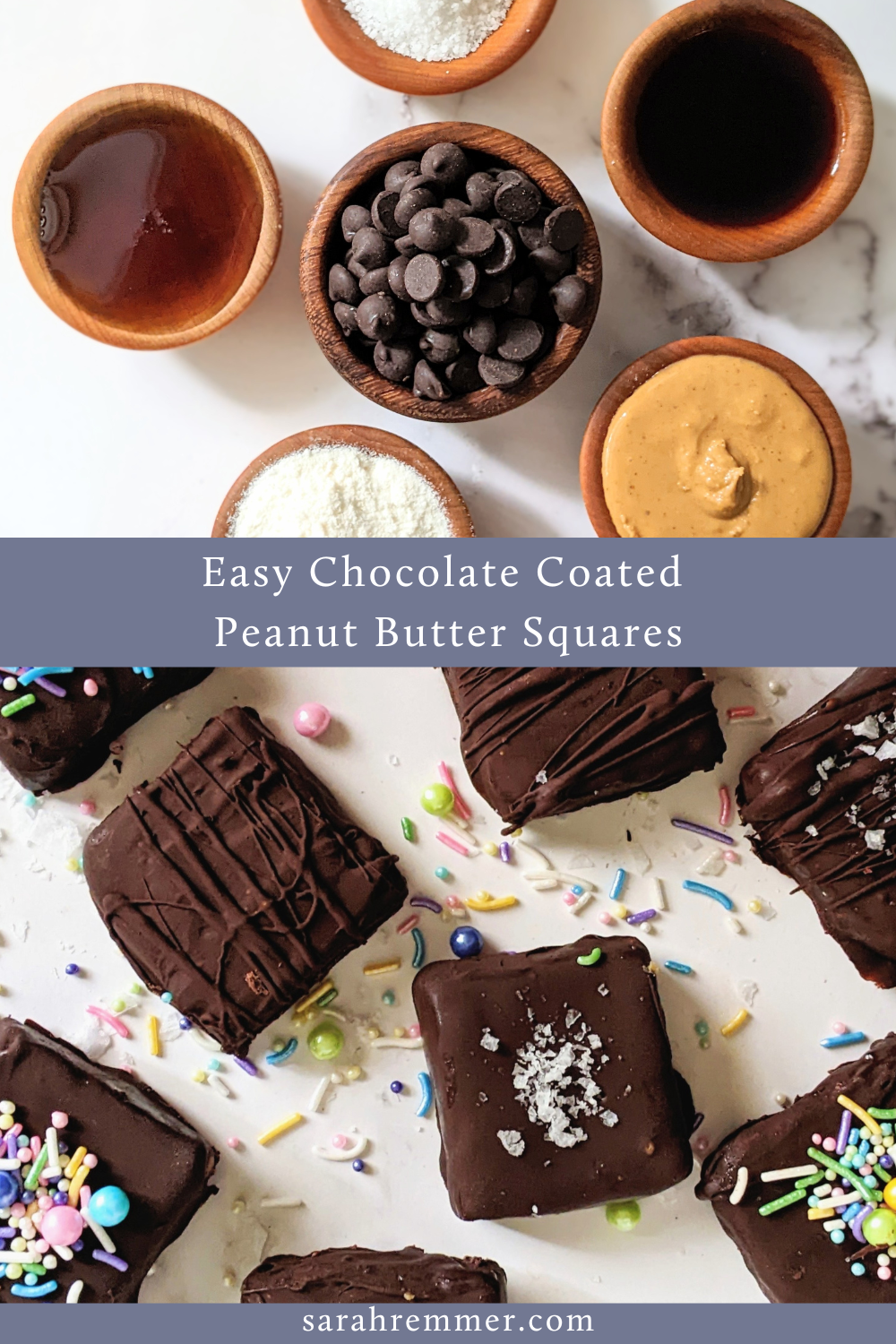 These Easy Chocolate Coated Peanut Butter Squares are made with only 5 ingredients (plus a little sea salt) and are so simple that your kids can make them?