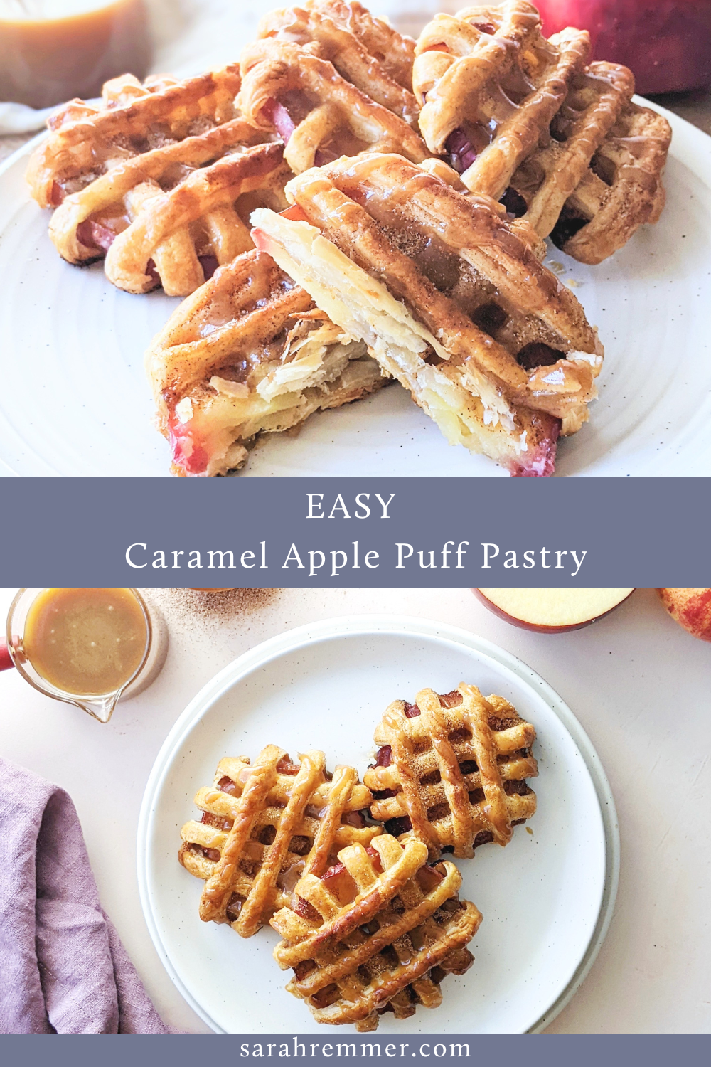 This caramel apple puff pastry comes together easily! Your family will adore these delightful, mess-free treats.