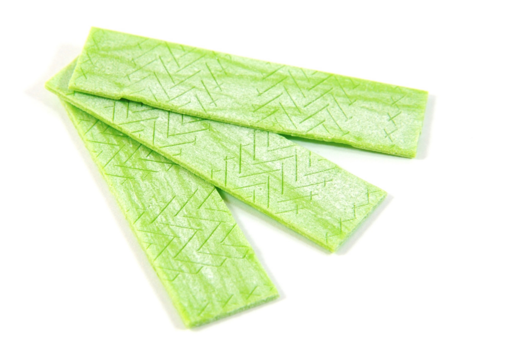 close up of green chewing gum