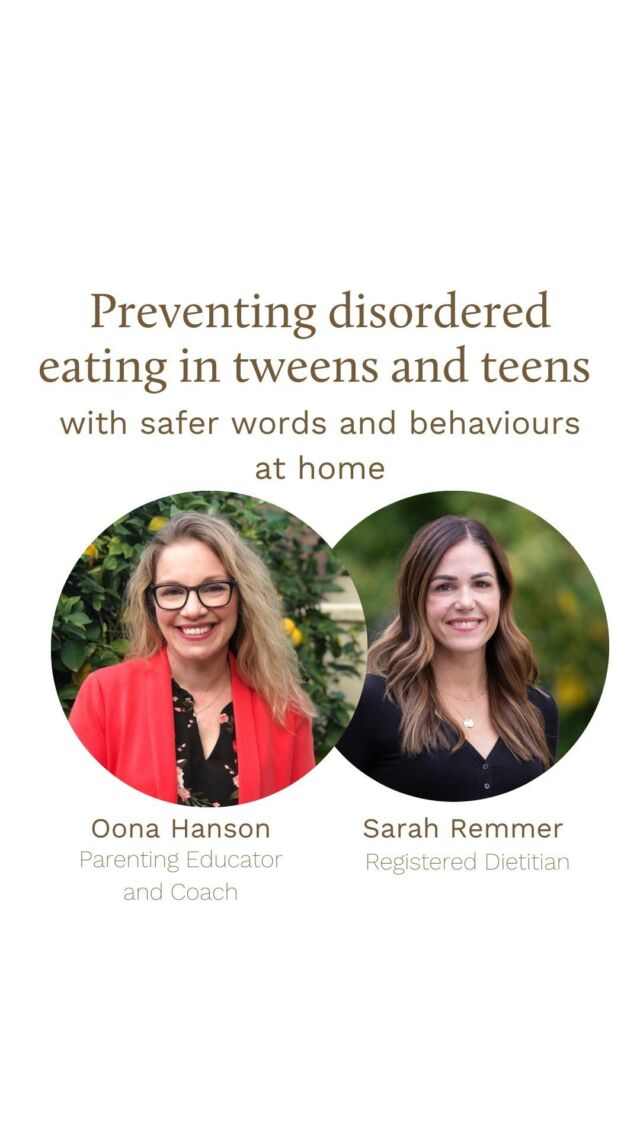 Probably the most important (and one of my favourite) Instagram lives 🙌🏻

@oona_hanson shared so much wisdom today as we spoke about parenting kids, tweens and teens through an anti-diet culture lens, in order to prevent disordered eating and Eating Disorders in our kids. 

What we covered: 

- what is food neutrality and why it is important for parents to understand 
- why food labels can cause harm and damage to a child’s relationship with food (what can happen)
- what to do (and not to do) when a child’s body shape/weight/size shifts in puberty 
- but what about health?? We address this myth as well
- what to do when a child eats for comfort (emotional eating)
- how to handle co-parenting situations where parents aren’t on the same page 

If you don’t already follow @oona_hanson make sure you do, because she’s got so much amazing info, resources and tools to share 🙌🏻

#disorderedeating #disorderedeatingrecovery #dietculture #parentingwithoutdietculture #foodneutrality #foodneutralhome #eatingdisorderawareness #eatingdisorderprevention