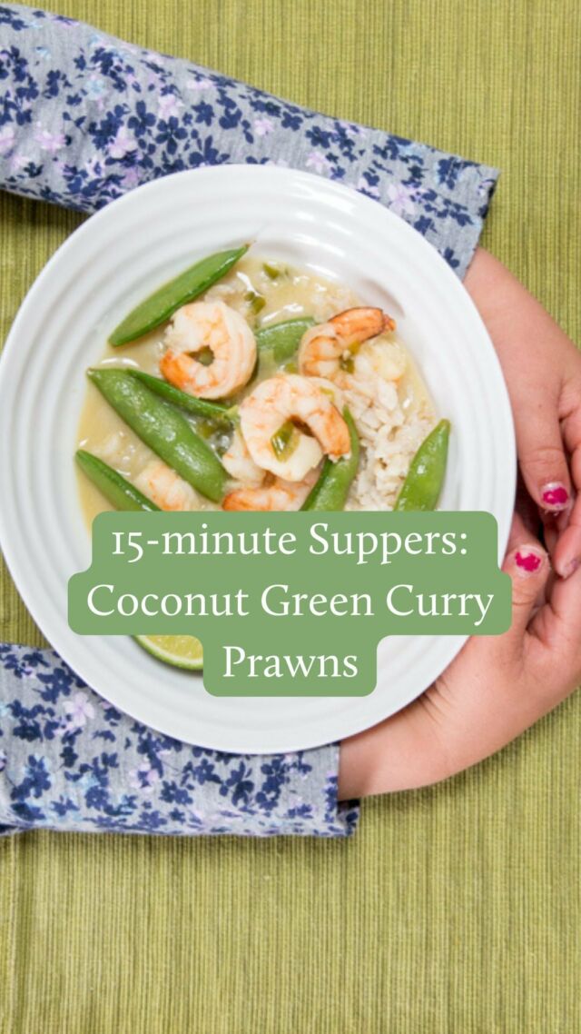 It’s Day 12 of my 15-minute Supper Series! As a dietitian and mom of three, let me help you plan nourishing meals for the week that your whole family will love! 😉

Comment “one pan” to receive 6 of my most popular one-pan/one-bowl recipes 👇

One of my all-time favourite dishes to order when we go out for Thai food is green curry prawns 🦐, so about 10 years ago I decided to do some experimenting at home and folks, I think I’ve perfected it! I can’t wait for you to try my One-Pan Thai Green Curry with Prawns. You can add salt and pepper to taste - but I’d definitely taste it first! 

To quickly (and safely) thaw frozen prawns, place them in a sealed bag, and submerge them into room temp water. Place another large bowl on top and fill with water so that the bag of prawns is fully submerged. By the time it was ready to add my prawns, they were thawed! 

Plus, wanna know my secret to reviving leftover or frozen rice? All you have to do is sprinkle the frozen rice with 1 to 2 tablespoons of water per cup, then cover the bowl or container with a damp paper towel and microwave on high for 1 to 2 minutes! 

🍤What you need 🍤
✔️1 tbsp coconut oil
✔️2 tbsp green curry paste
✔️1/3 cup green onion, diced
✔️1 tsp garlic, minced
✔️1 tsp ginger, minced
✔️1 cup fresh snap peas
✔️1 can lite or regular coconut milk
✔️2 lbs raw, peeled prawns (thawed if frozen)
✔️cooked rice for serving (could be leftover)
✔️lime and basil for garnish

Steps:
1. Heat a high-sided large skillet over medium heat. Melt coconut oil in the pan, and add green curry paste, green onion, garlic, ginger and snap peas, and stir to cook until snap peas turn a bright green colour.
2. Add coconut milk and stir to combine. Bring to a light boil and add prawns. Cook until just pink, lower heat and simmer for 1-2 minutes.
3. Serve over brown rice with a lime wedge and enjoy!

Don’t forget to save this recipe and comment “one pan” to receive 6 of my most popular one-pan/one-bowl recipes!

#15MinuteSuppers #EasyDinners #FamilyFavorites #WhatsForDinner #EasyMealIdeas #DietitianApproved